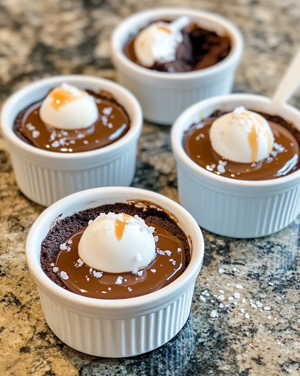 Easy Chocolate Lava Cakes with Sea Salt & Caramel food shot