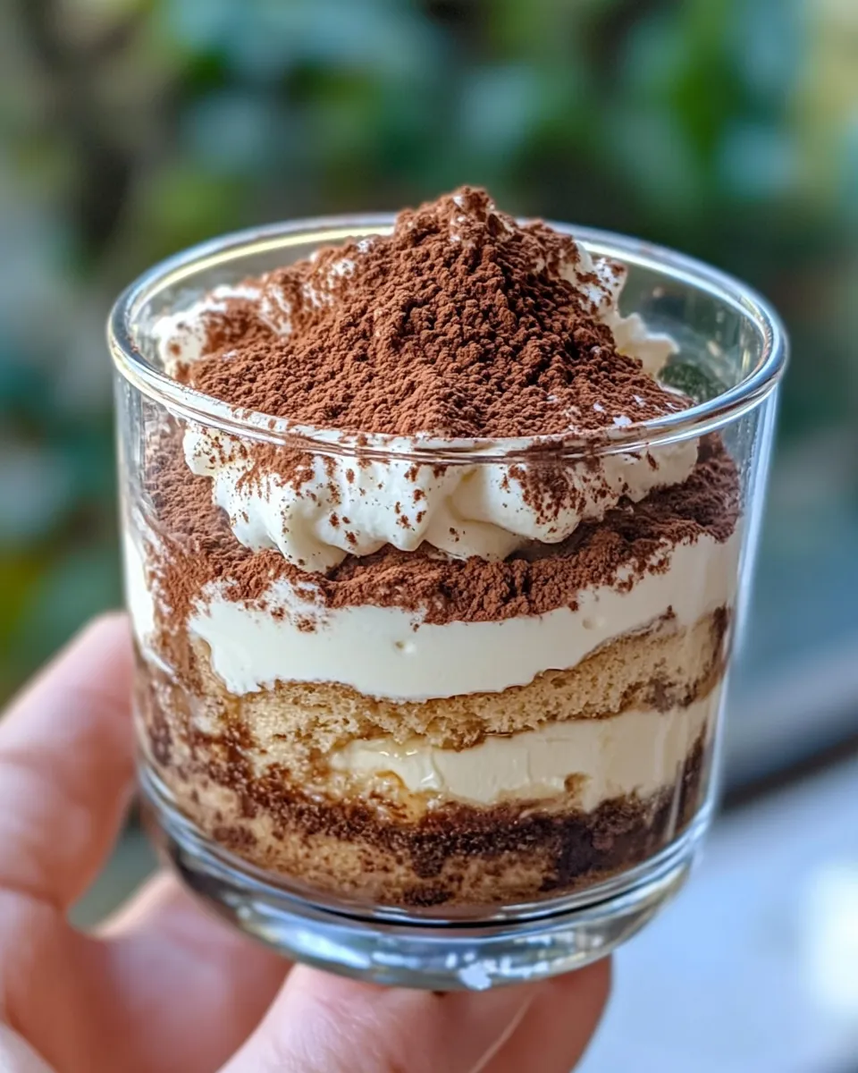 Easy Classic Tiramisu Cups with Cocoa Dust food shot