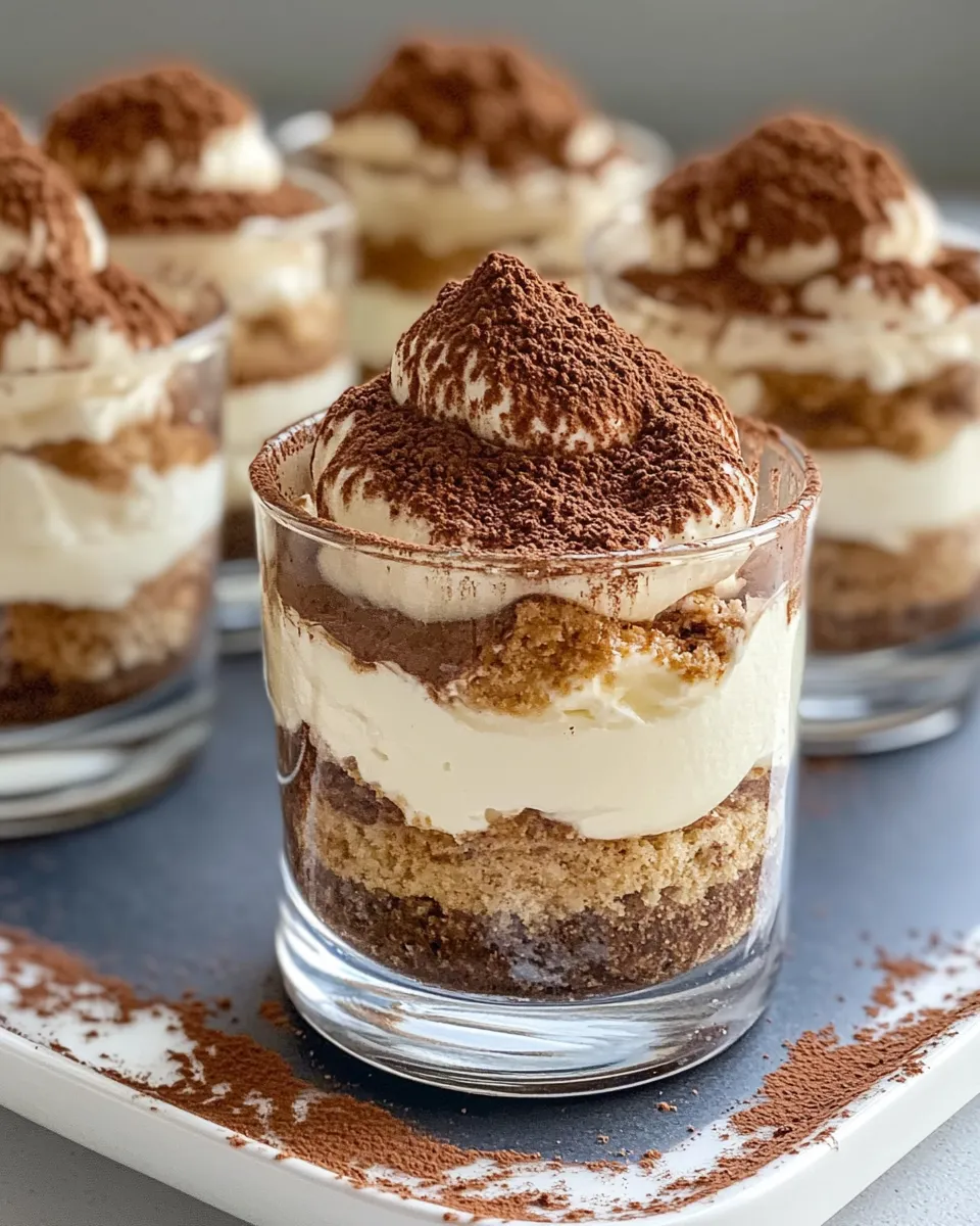 Delicious Classic Tiramisu Cups with Cocoa Dust dish photo