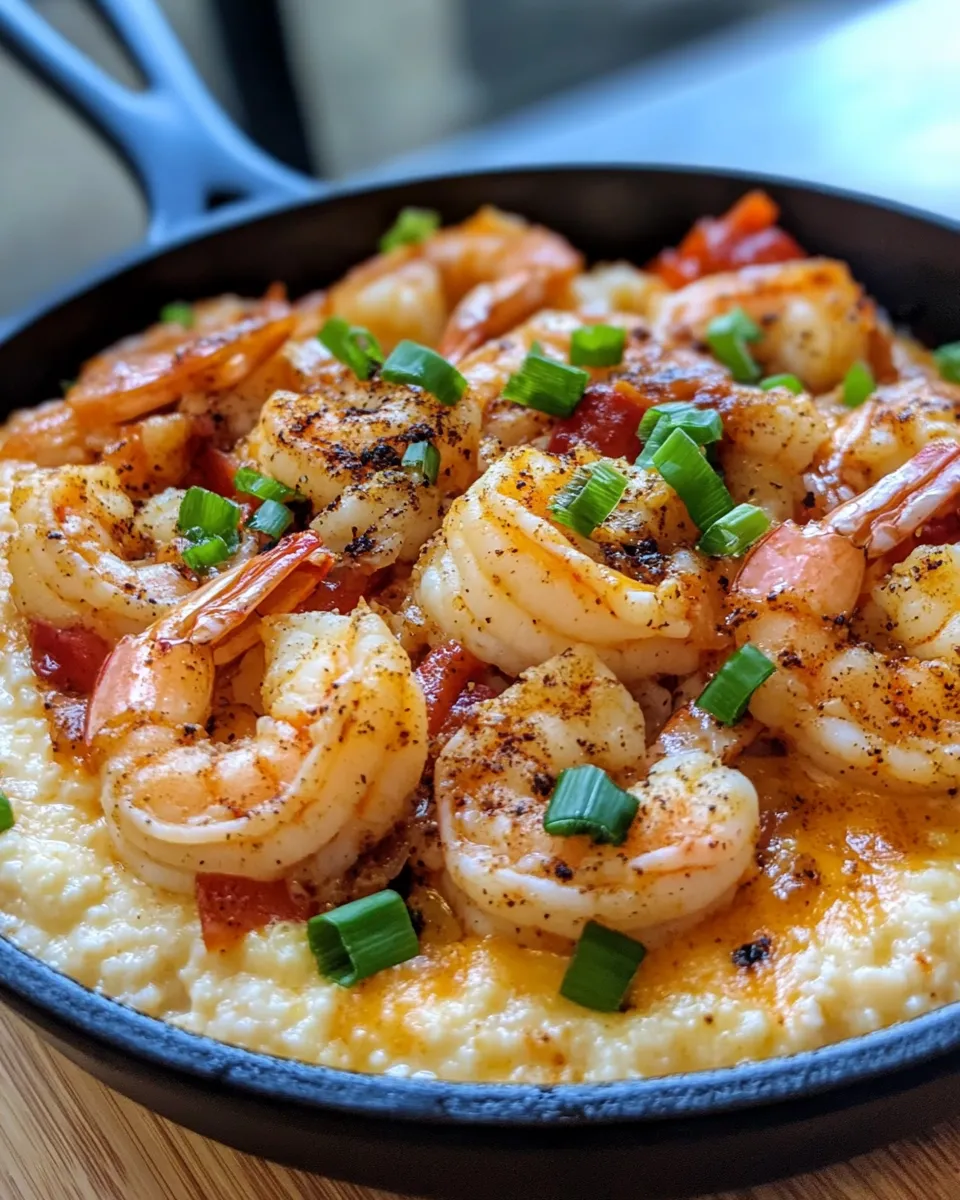 Easy Creamy Cajun Shrimp & Grits Skillet recipe image