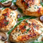 Homemade Creamy Garlic Mushroom Chicken with Green Beans recipe photo