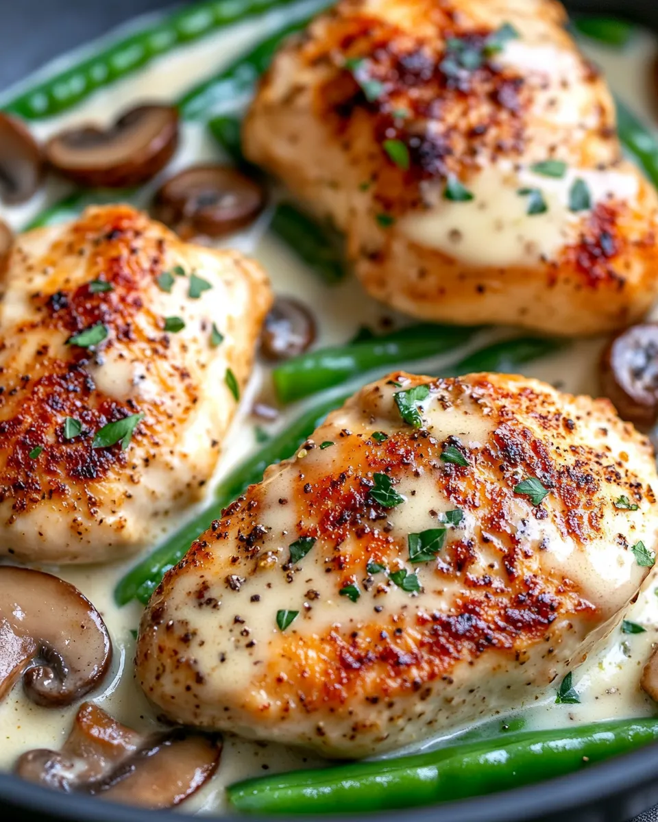 Homemade Creamy Garlic Mushroom Chicken with Green Beans recipe photo