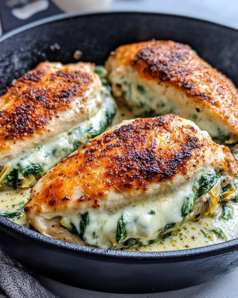 Homemade Creamy Spinach Artichoke Stuffed Chicken Breast recipe photo