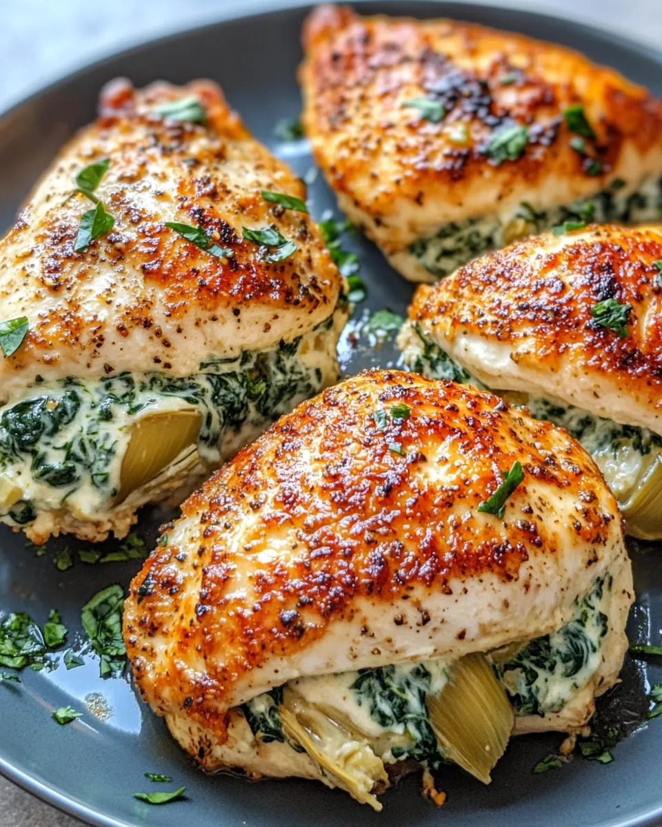 Classic Creamy Spinach Artichoke Stuffed Chicken Breast dish photo