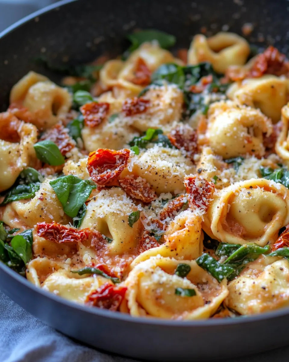 Classic Creamy Sun-Dried Tomato Tortellini with Spinach image