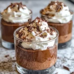 Homemade Espresso Chocolate Mousse Cups with Whipped Cream photo