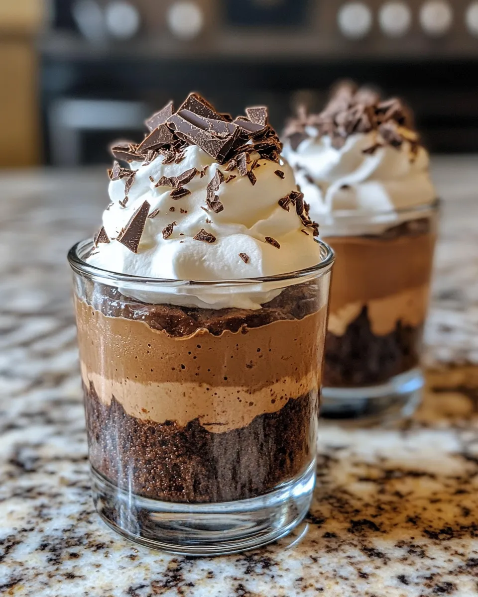 Classic Espresso Chocolate Mousse Cups with Whipped Cream image