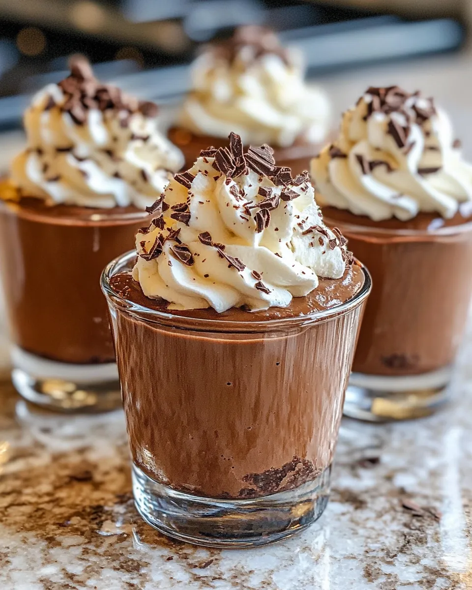 Delicious Espresso Chocolate Mousse Cups with Whipped Cream dish photo