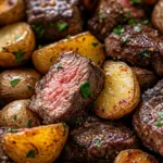 Homemade Garlic Butter Steak Bites & Roasted Fingerling Potatoes photo