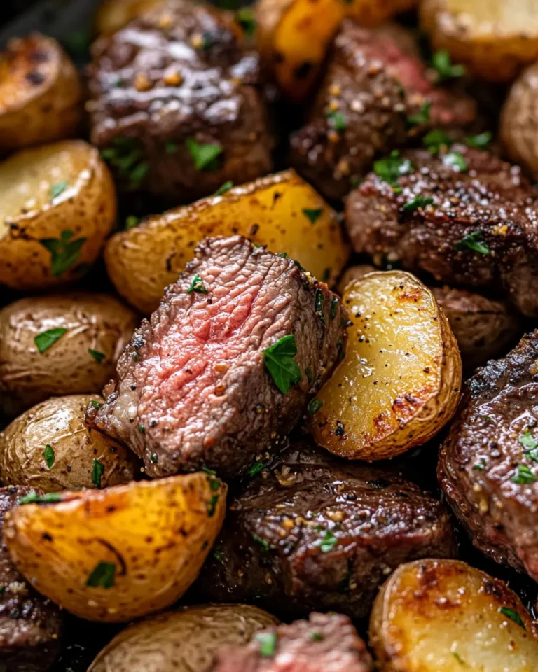 Homemade Garlic Butter Steak Bites & Roasted Fingerling Potatoes photo