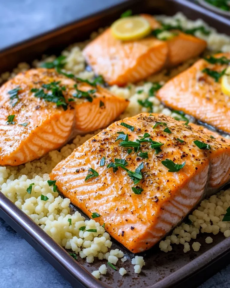 Homemade Garlic Herb Roasted Salmon with Lemon Couscous photo