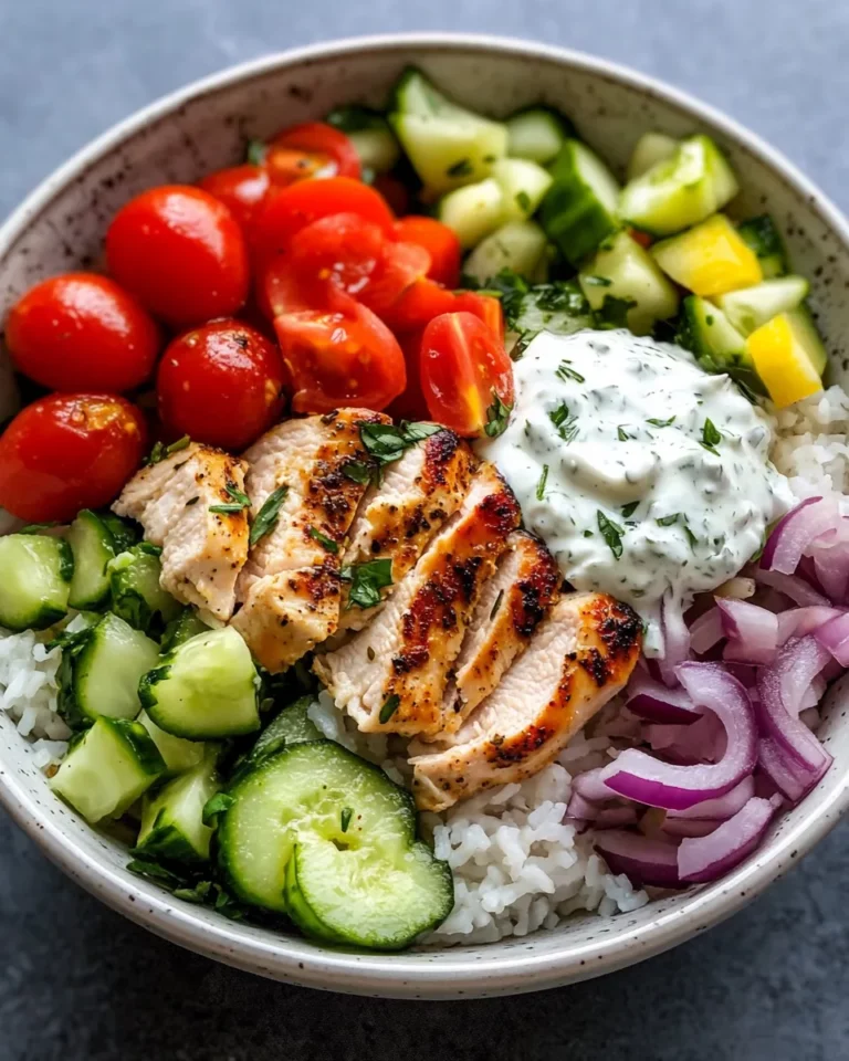 Homemade Greek Chicken Bowls with Tzatziki & Rice recipe photo