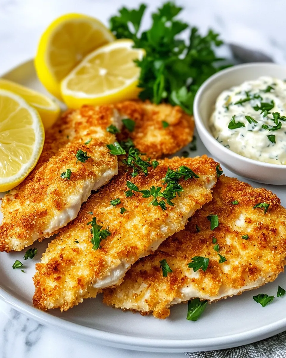 Delicious Homemade Chicken Schnitzel with Lemon Aioli dish photo