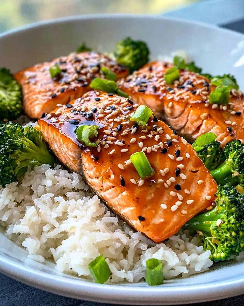 Classic Honey-Garlic Salmon Rice Bowls with Broccoli image