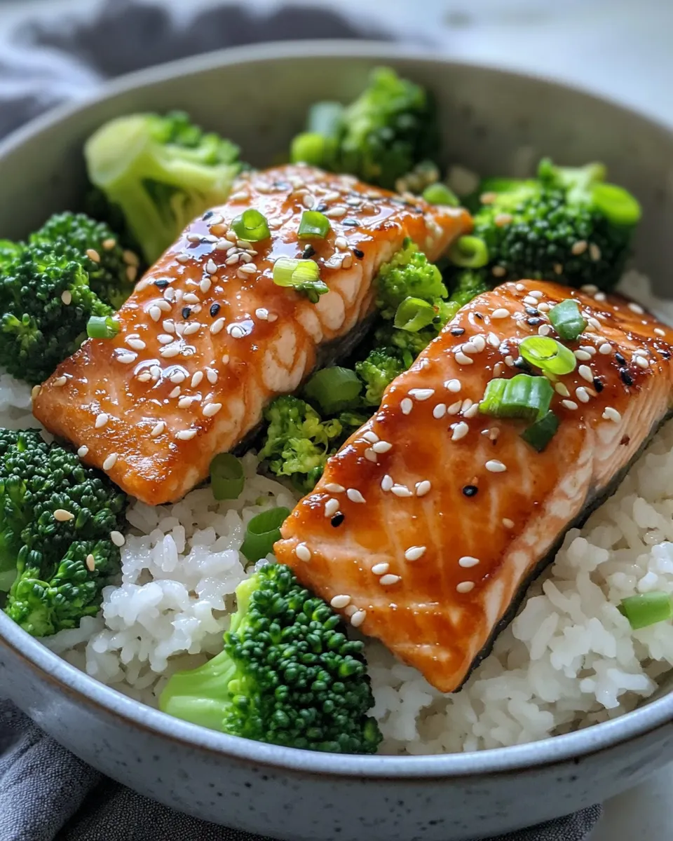 Delicious Honey-Garlic Salmon Rice Bowls with Broccoli dish photo
