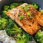 Delicious Honey Garlic Salmon Rice Bowls with Broccoli photo