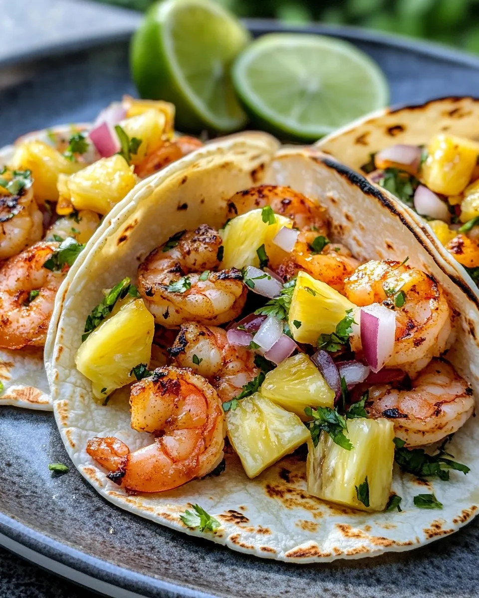 Delicious Honey Lime Shrimp Tacos with Pineapple Salsa dish photo