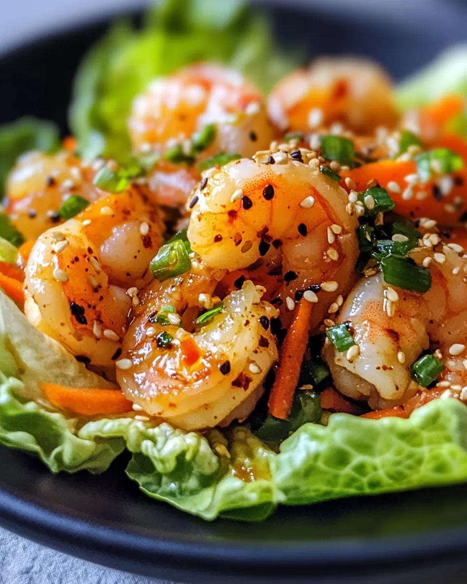 Easy Honey Sriracha Shrimp Lettuce Wraps food shot