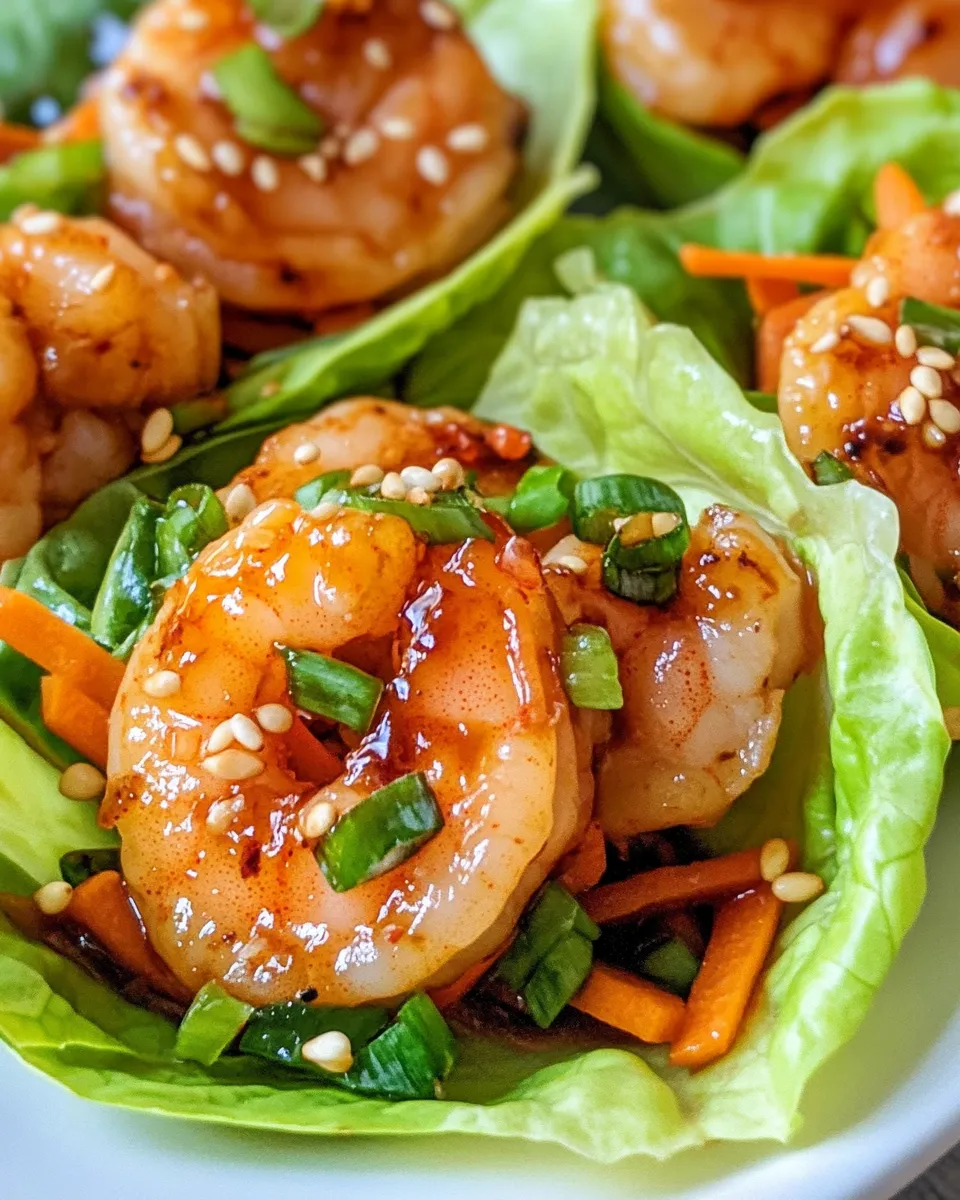 Delicious Honey Sriracha Shrimp Lettuce Wraps plate image