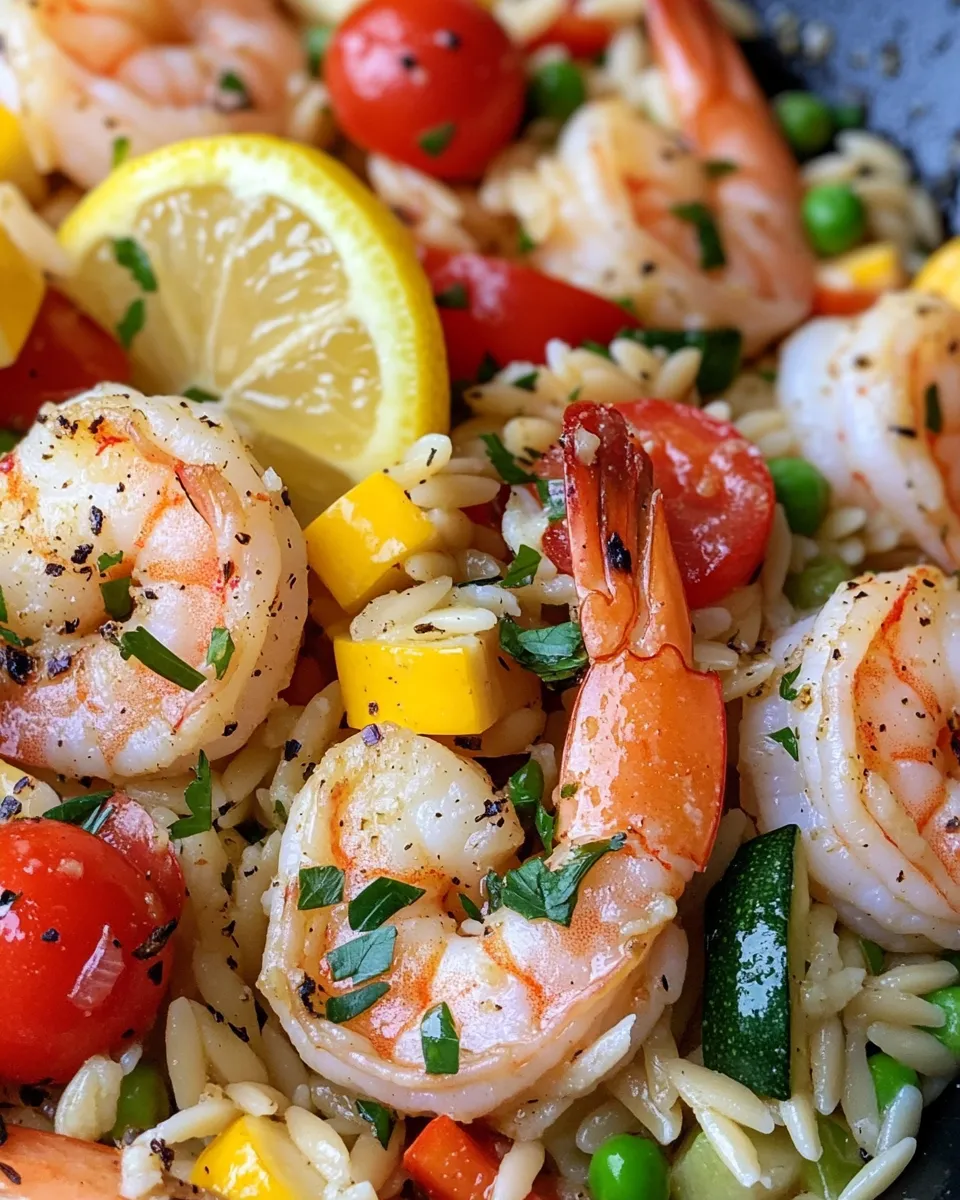 Homemade Lemon Garlic Shrimp & Orzo Primavera recipe photo