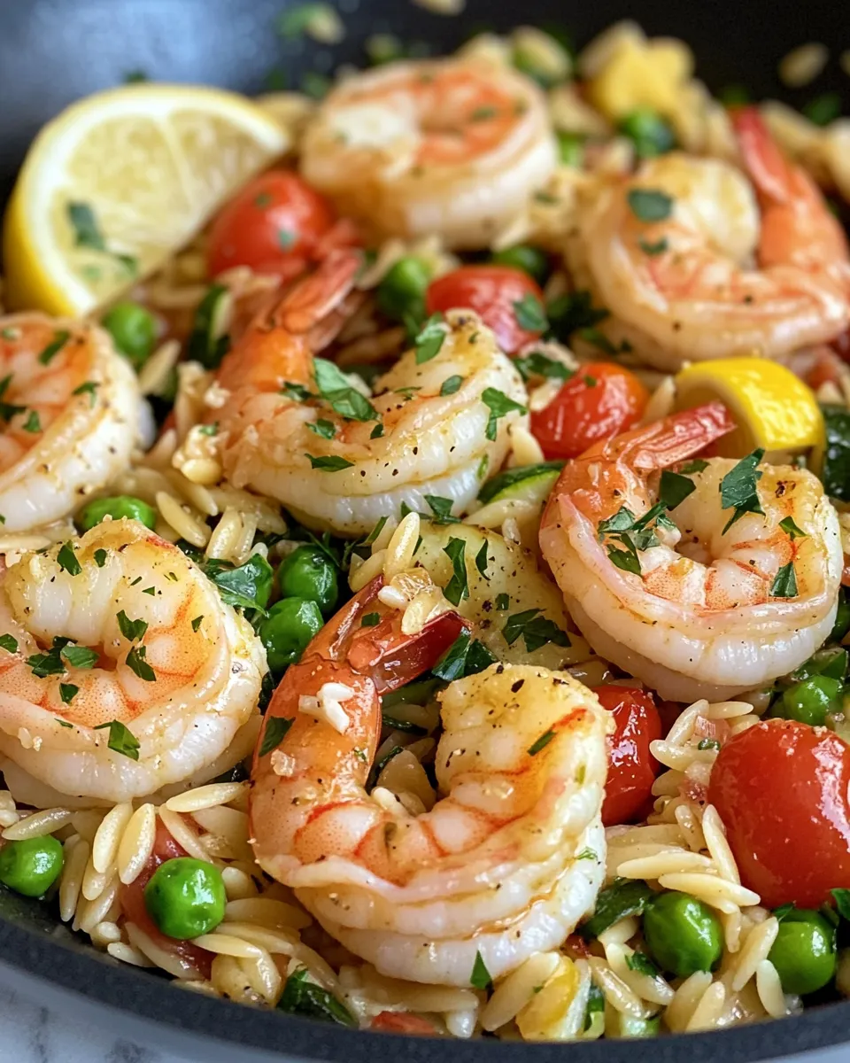 Classic Lemon Garlic Shrimp & Orzo Primavera dish photo