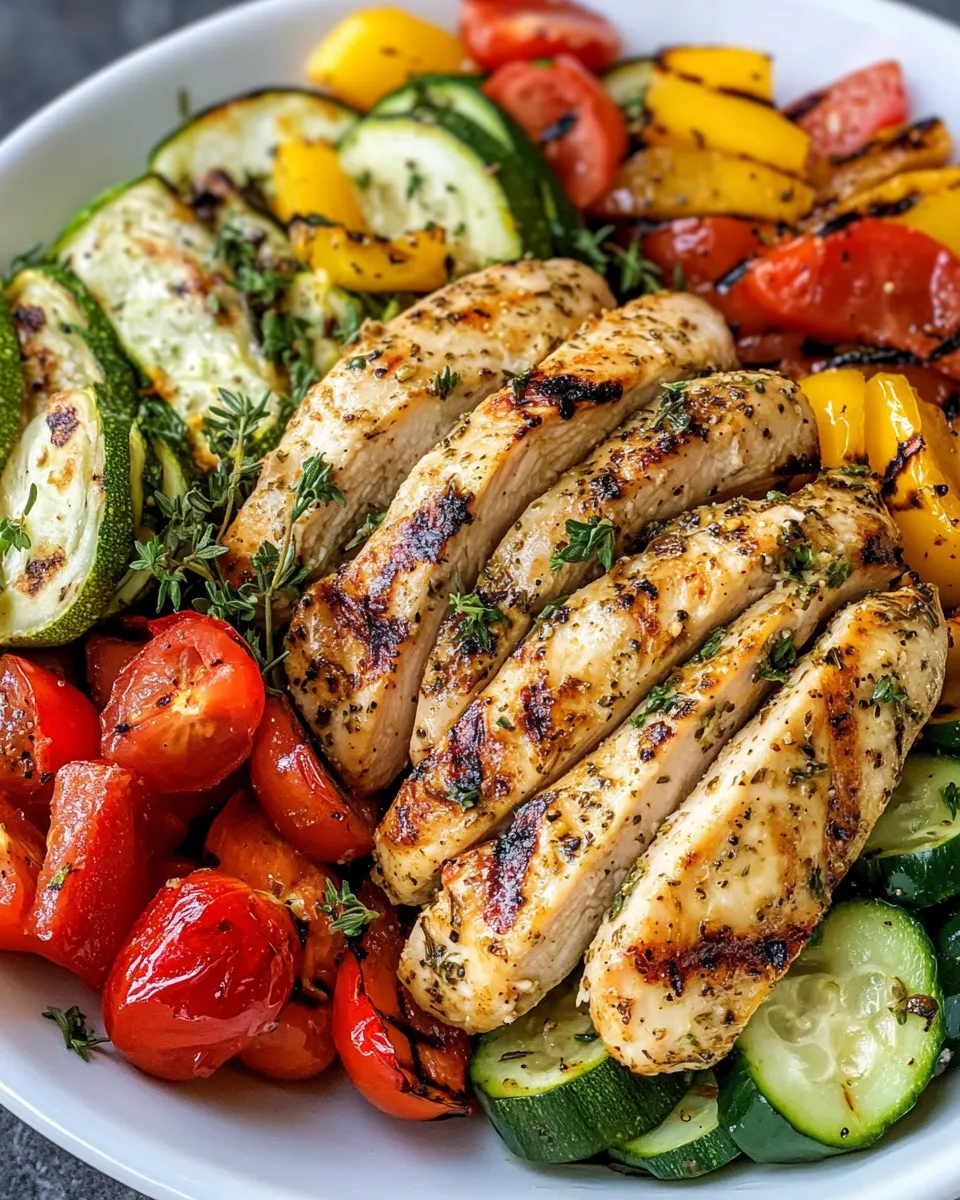Homemade Lemon Herb Grilled Chicken & Summer Veggie Medley photo