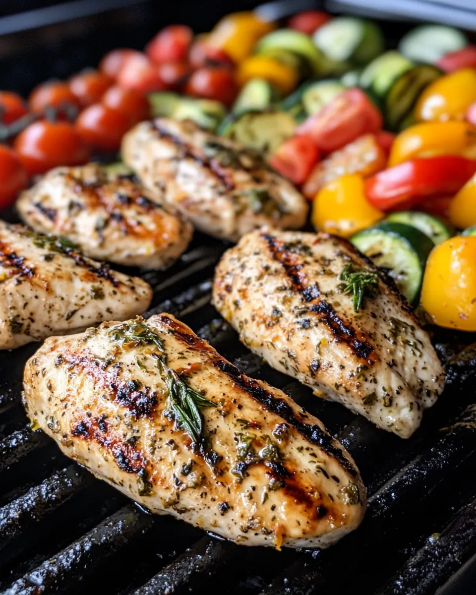 Delicious Lemon Herb Grilled Chicken & Summer Veggie Medley dish photo