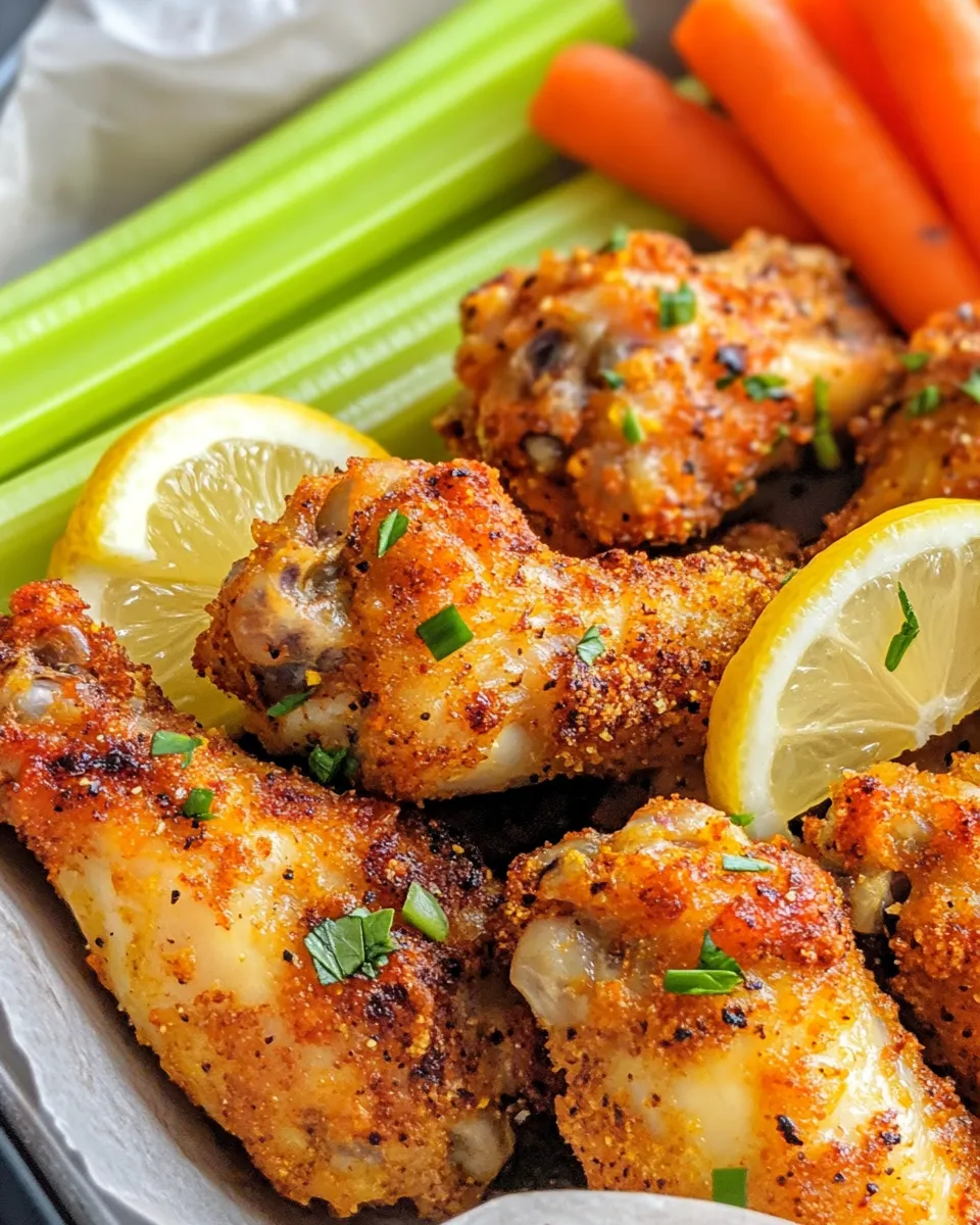 Classic Lemon Pepper Chicken Wings & Carrot-Celery Sticks dish photo