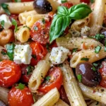 Homemade Mediterranean Baked Feta Pasta with Olives photo