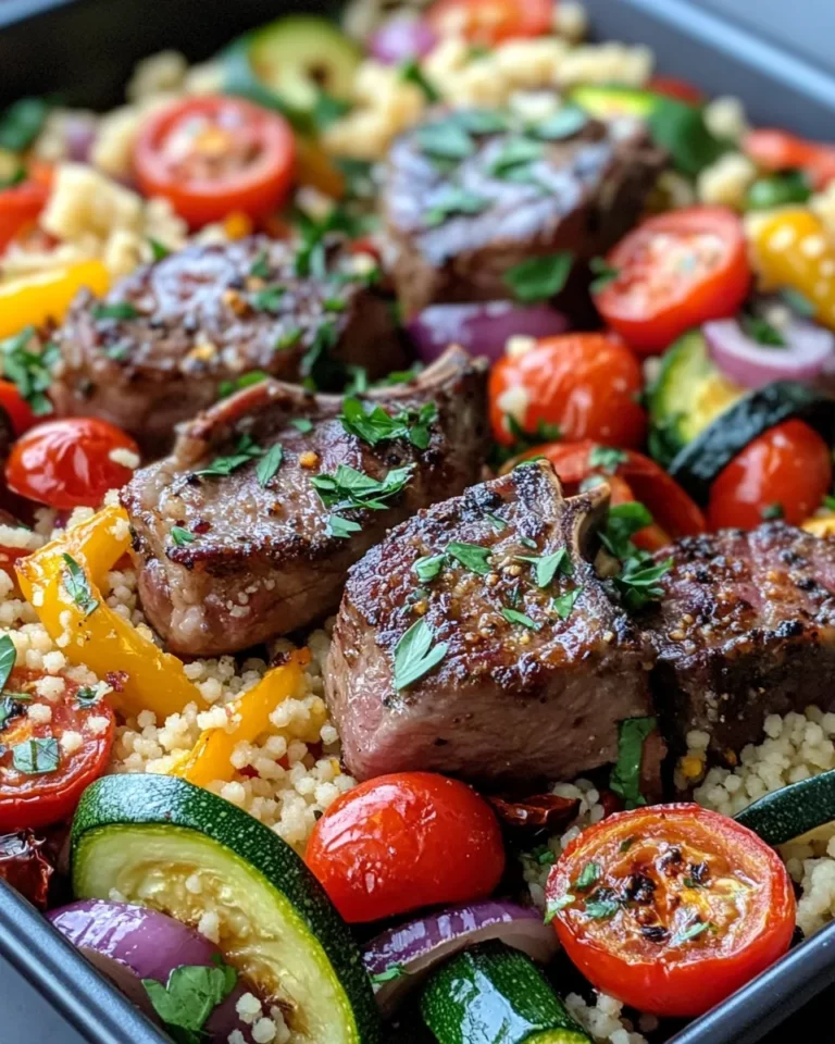 Homemade Mediterranean Lamb Chops & Couscous Sheet-Pan Dinner photo