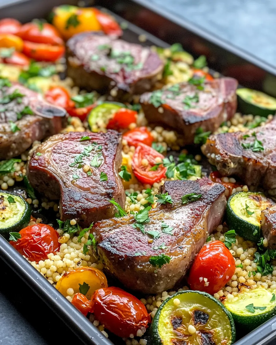 Classic Mediterranean Lamb Chops & Couscous Sheet-Pan Dinner image