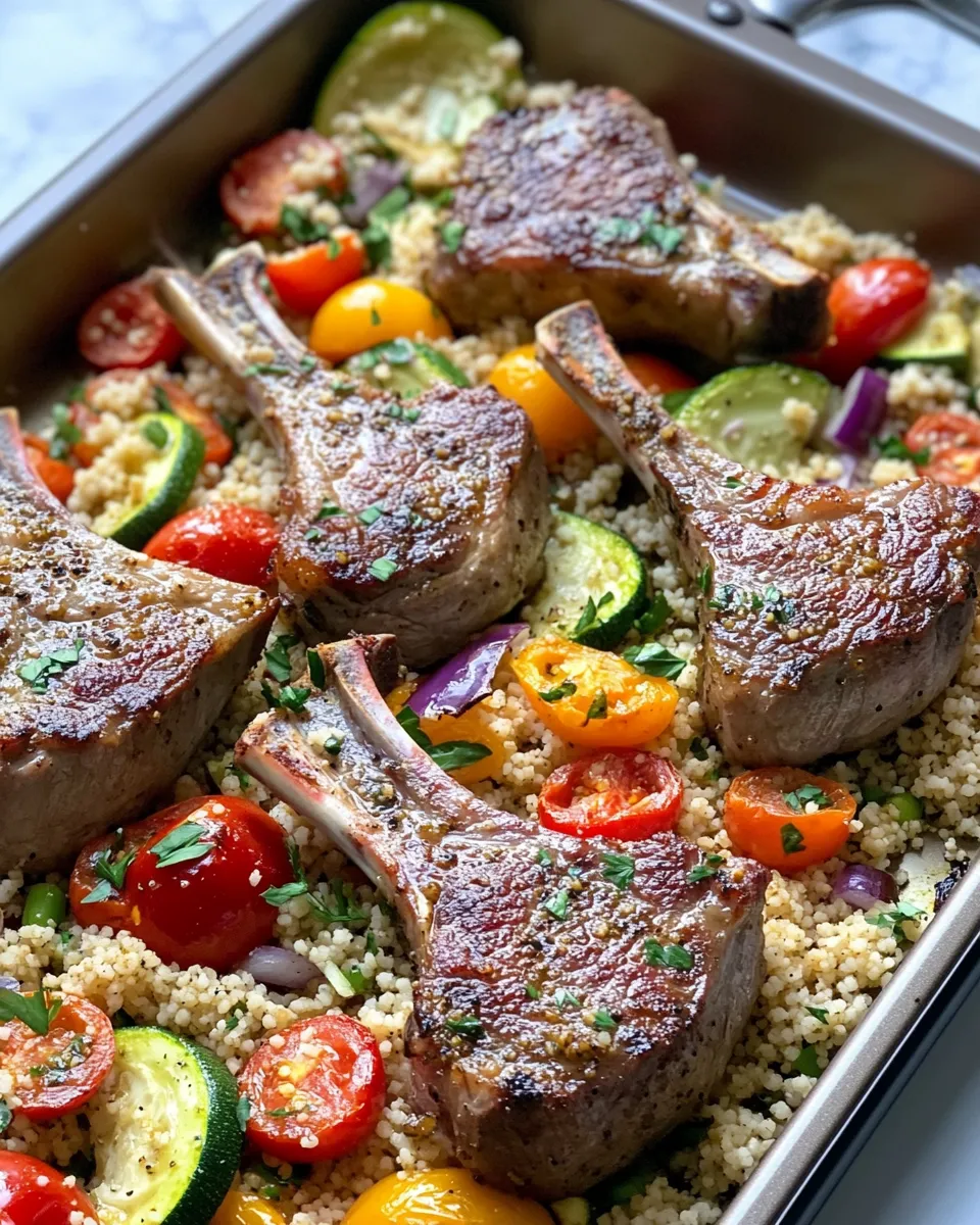 Delicious Mediterranean Lamb Chops & Couscous Sheet-Pan Dinner dish photo