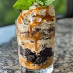 Homemade Mint-Oreo Ice Cream Parfaits with Caramel Sauce photo