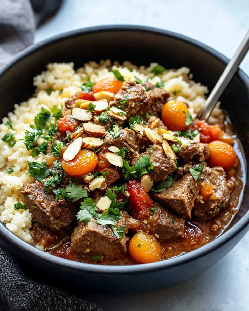 Delicious Moroccan Lamb Tagine with Apricots & Almonds plate image
