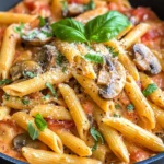 Homemade One-Pan Creamy Tomato Basil Pasta with Mushrooms photo