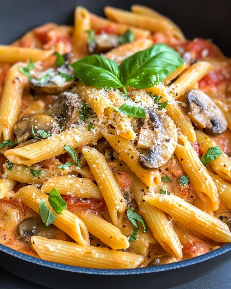 Homemade One-Pan Creamy Tomato Basil Pasta with Mushrooms photo