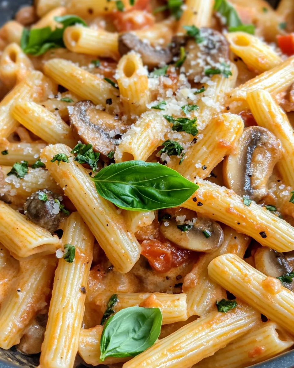 Classic One-Pan Creamy Tomato Basil Pasta with Mushrooms image