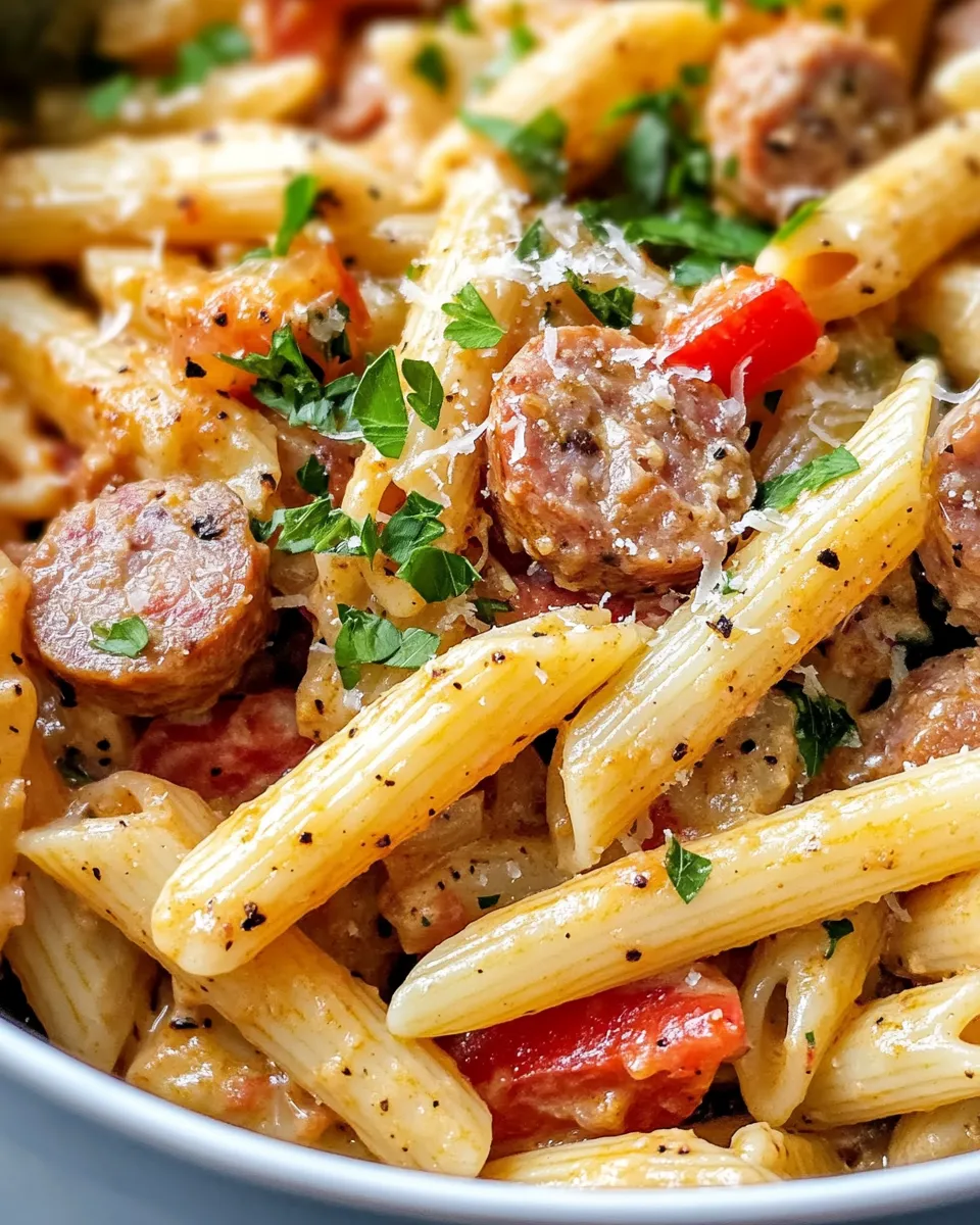 Classic One-Pot Creamy Cajun Pasta with Sausage & Peppers image