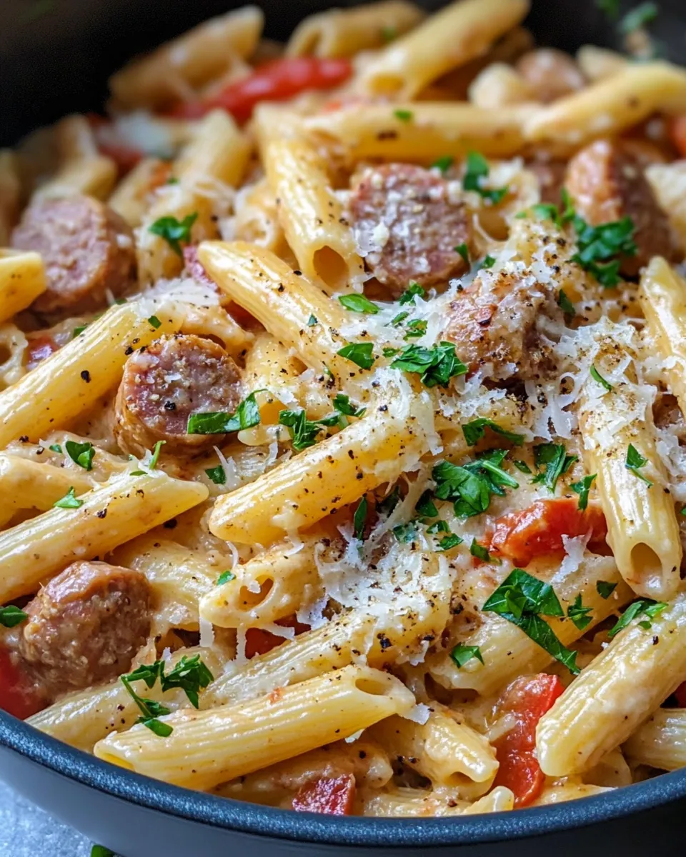 Delicious One-Pot Creamy Cajun Pasta with Sausage & Peppers dish photo