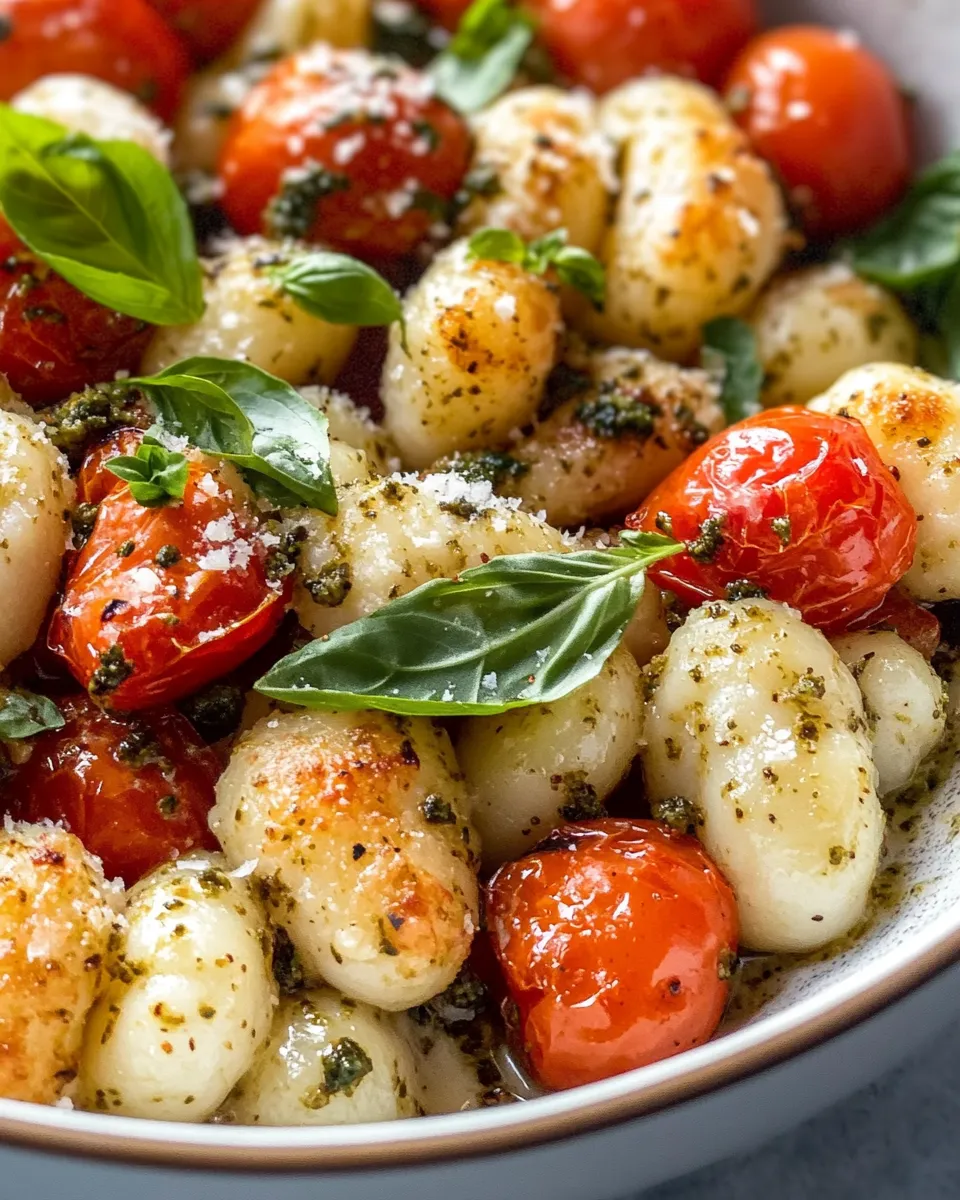 Classic One-Pot Creamy Pesto Gnocchi with Roasted Tomatoes image