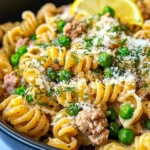 Homemade One-Pot Lemon Dill Turkey Pasta with Peas recipe photo