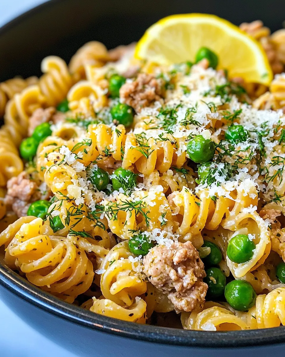 Homemade One-Pot Lemon Dill Turkey Pasta with Peas recipe photo