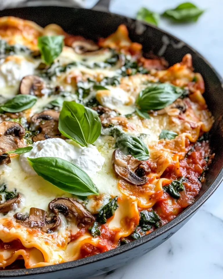 Homemade One-Skillet Mushroom & Spinach Lasagna Bake photo