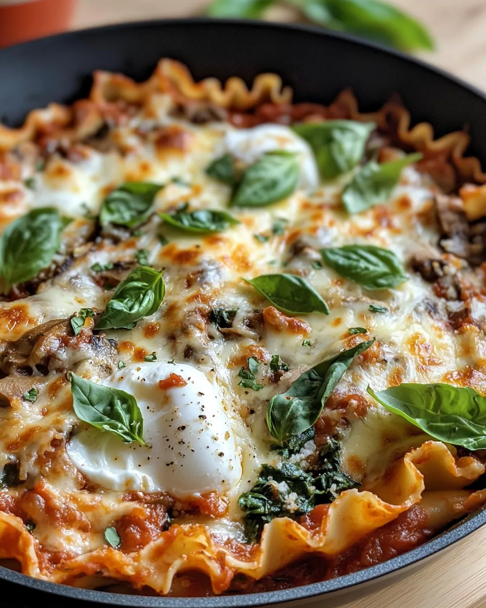 Classic One-Skillet Mushroom & Spinach Lasagna Bake image