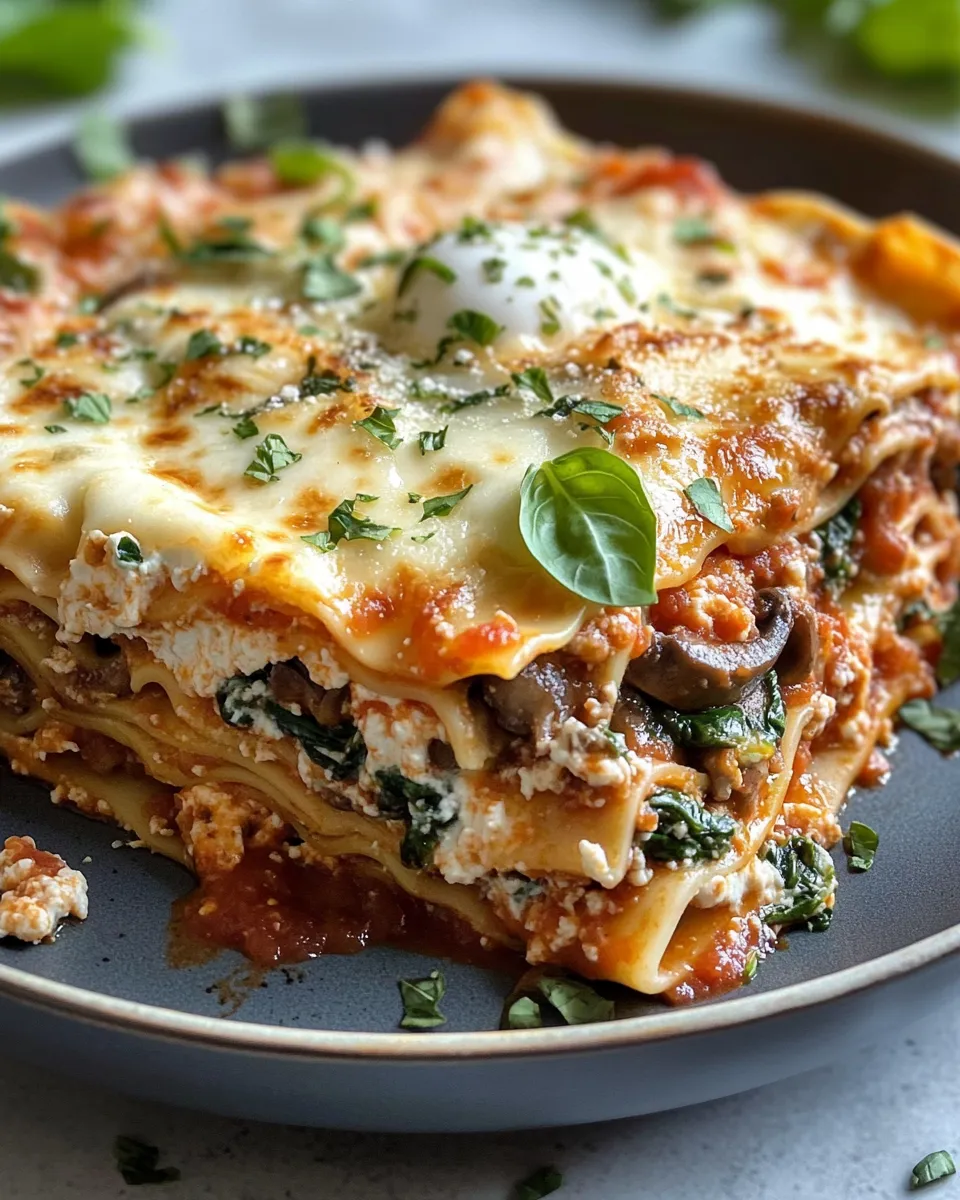 Delicious One-Skillet Mushroom & Spinach Lasagna Bake dish photo