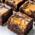 Homemade Peanut Butter Brownies with Caramel Swirl photo