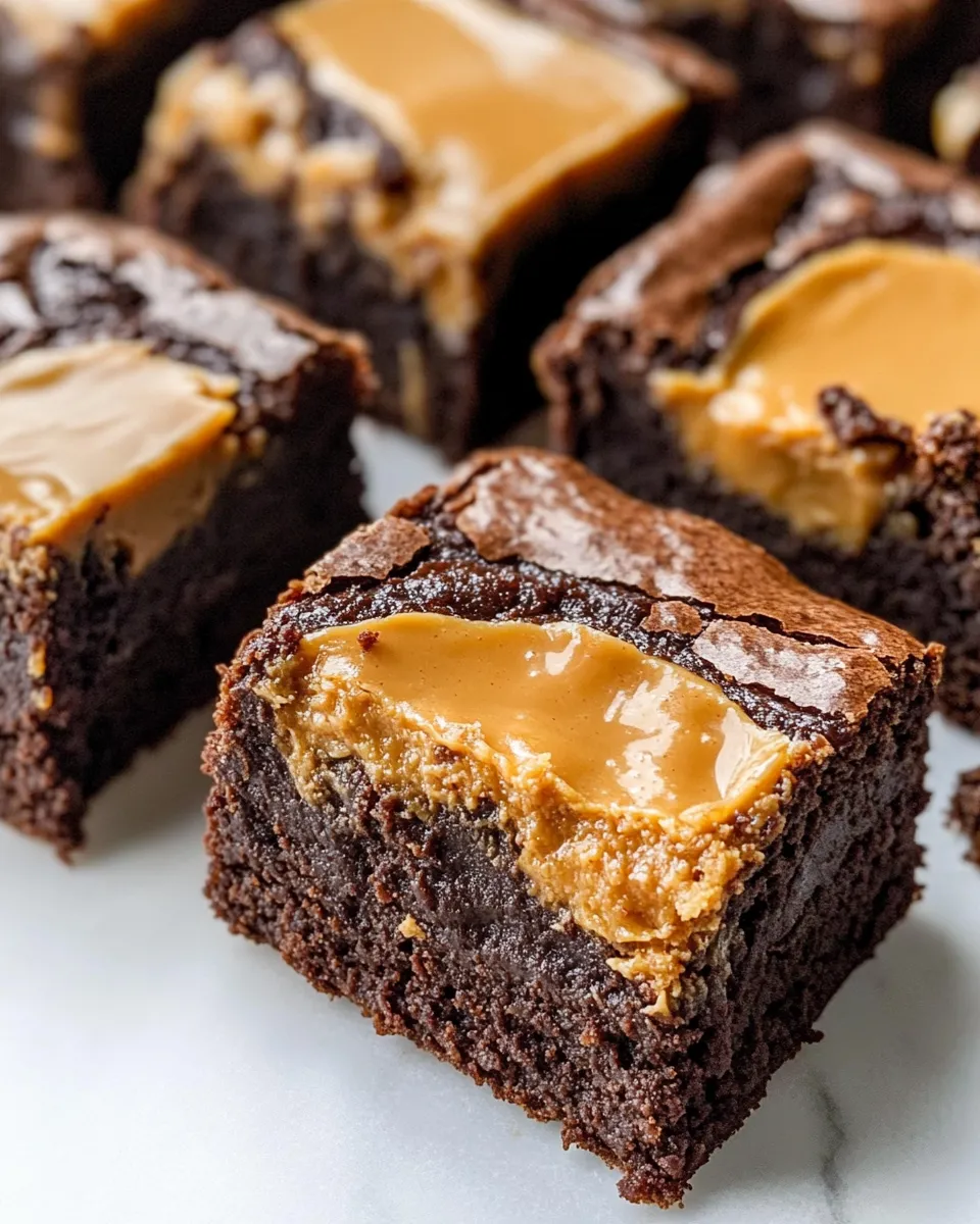 Homemade Peanut Butter Brownies with Caramel Swirl photo