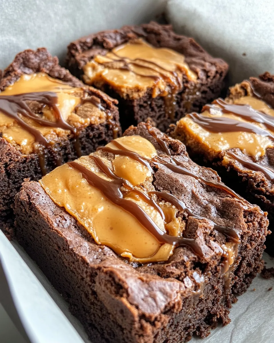 Easy Peanut Butter Brownies with Caramel Swirl dish photo