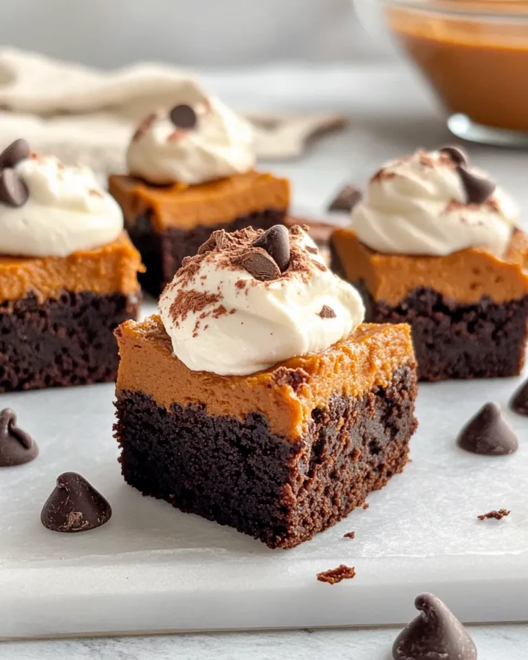 Homemade Pumpkin Pie Brownie Bites with Whipped Cream recipe photo