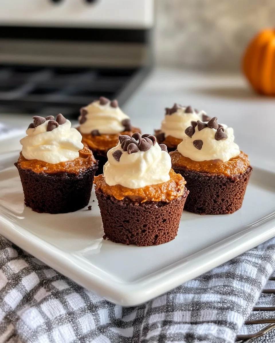 Easy Pumpkin Pie Brownie Bites with Whipped Cream dish photo